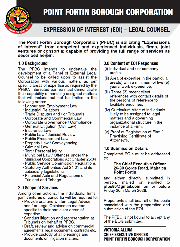 EXPRESSION OF INTEREST (EOI) – LEGAL COUNSEL